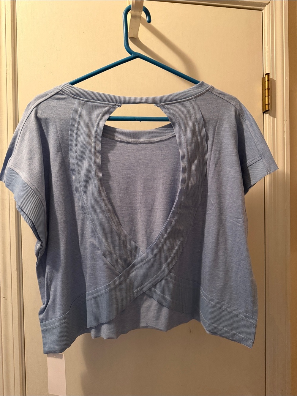 Light Blue Open-Back Short Sleeve Top